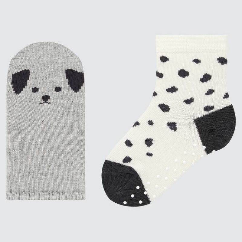 Baby Uniqlo Regular (Two Pairs) Socks Grey / White | BQSW-23814