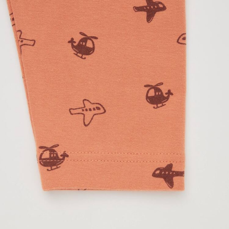 Baby Uniqlo Relaxed Plane Print Leggings Orange | BDUC-09745