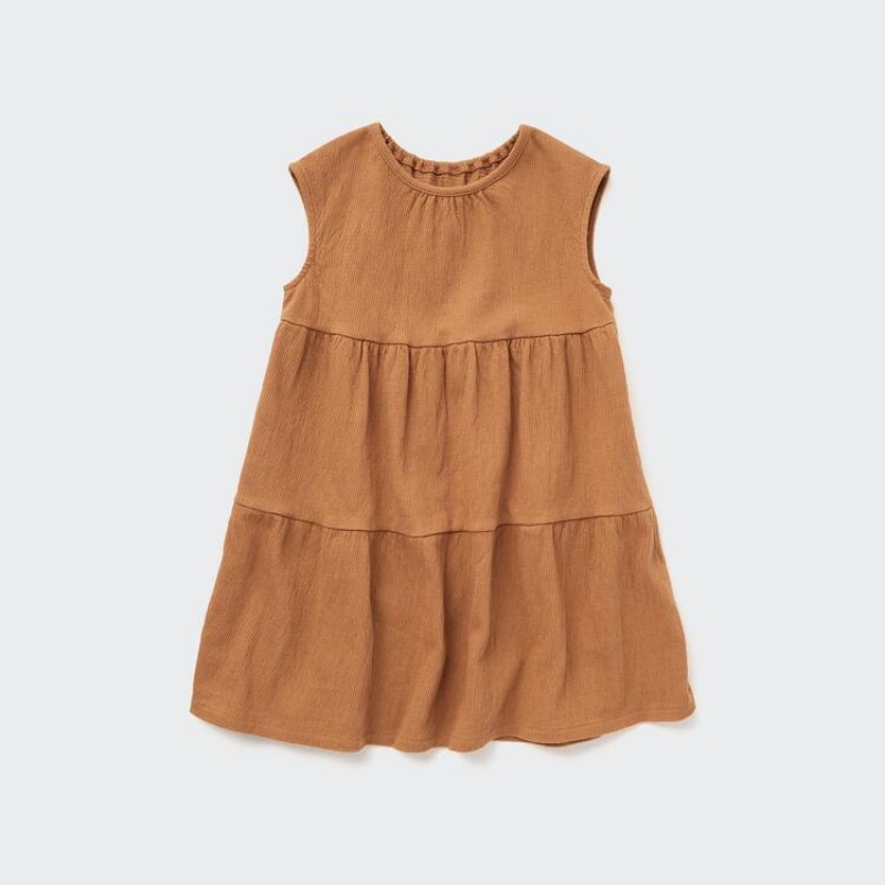 Baby Uniqlo Short Sleeved Dress Brown | KQOT-64079