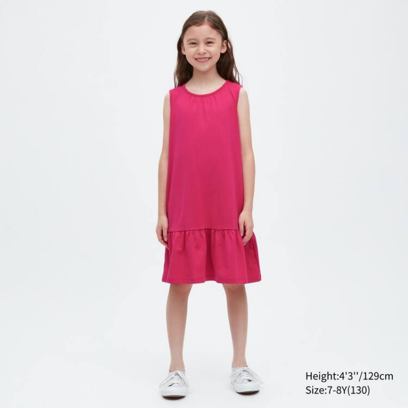 Kids' Uniqlo Airism Cotton Frill Sleeveless Dress Pink | QOMH-85746