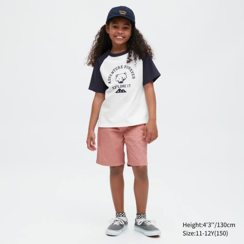 Kids' Uniqlo Airism Cotton Graphic Short Sleeved T Shirts White | FEMS-76310