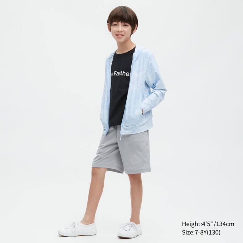 Kids' Uniqlo Airism Uv Protection Mesh Hoodie Light Blue | ZJVD-71840