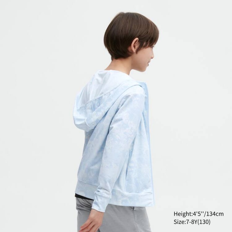 Kids' Uniqlo Airism Uv Protection Mesh Hoodie Light Blue | ZJVD-71840