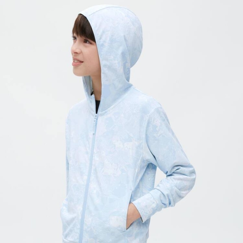 Kids' Uniqlo Airism Uv Protection Mesh Hoodie Light Blue | ZJVD-71840