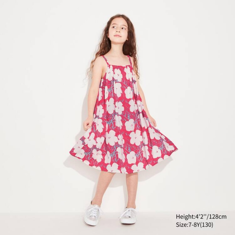 Kids' Uniqlo Andy Warhol Flowers Collection Ut Camisole Dress Pink | IJHM-76409