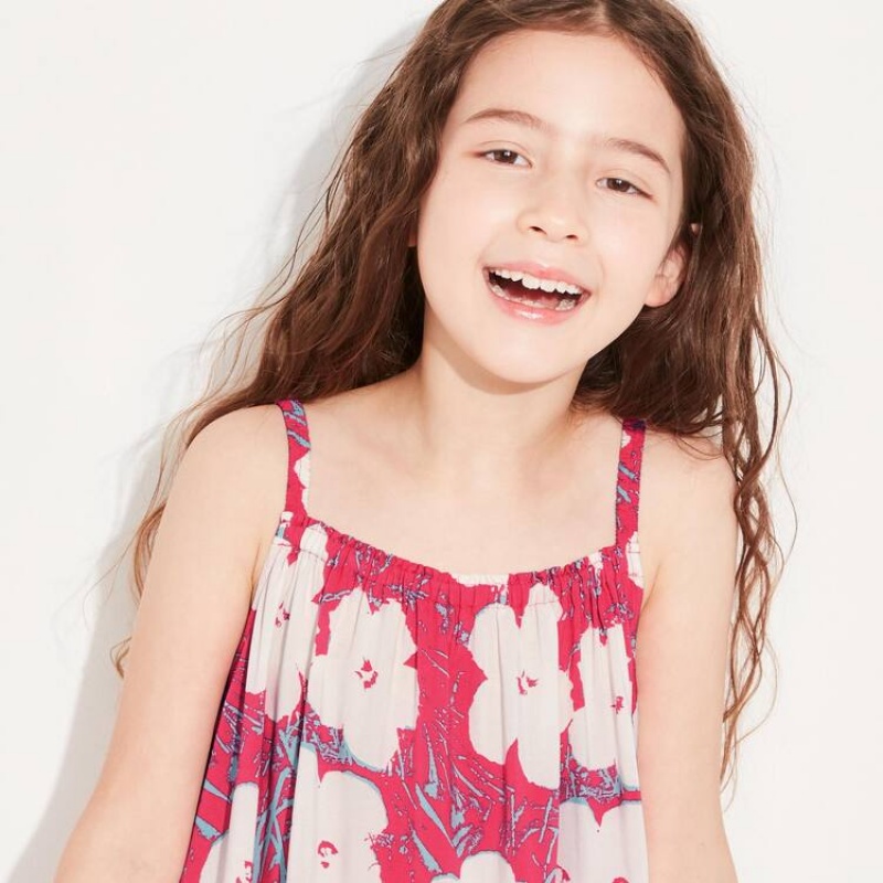 Kids' Uniqlo Andy Warhol Flowers Collection Ut Camisole Dress Pink | IJHM-76409