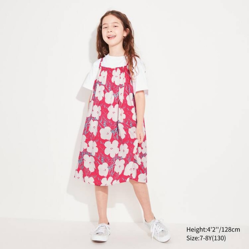 Kids\' Uniqlo Andy Warhol Flowers Collection Ut Camisole Dress Pink | IJHM-76409