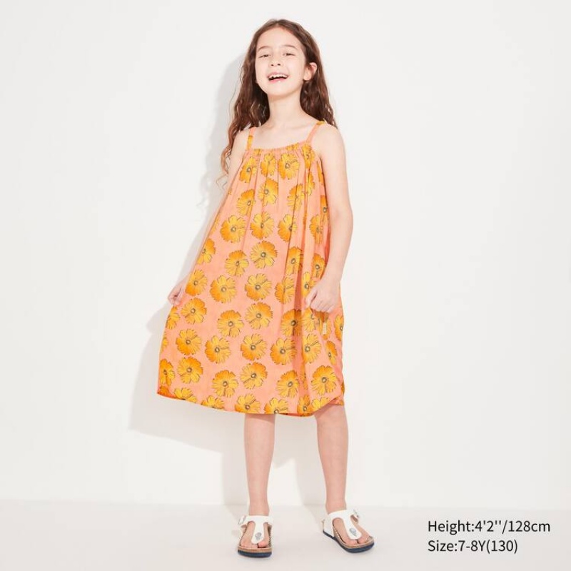 Kids' Uniqlo Andy Warhol Flowers Collection Ut Camisole Dress Light Orange | HAFQ-75248