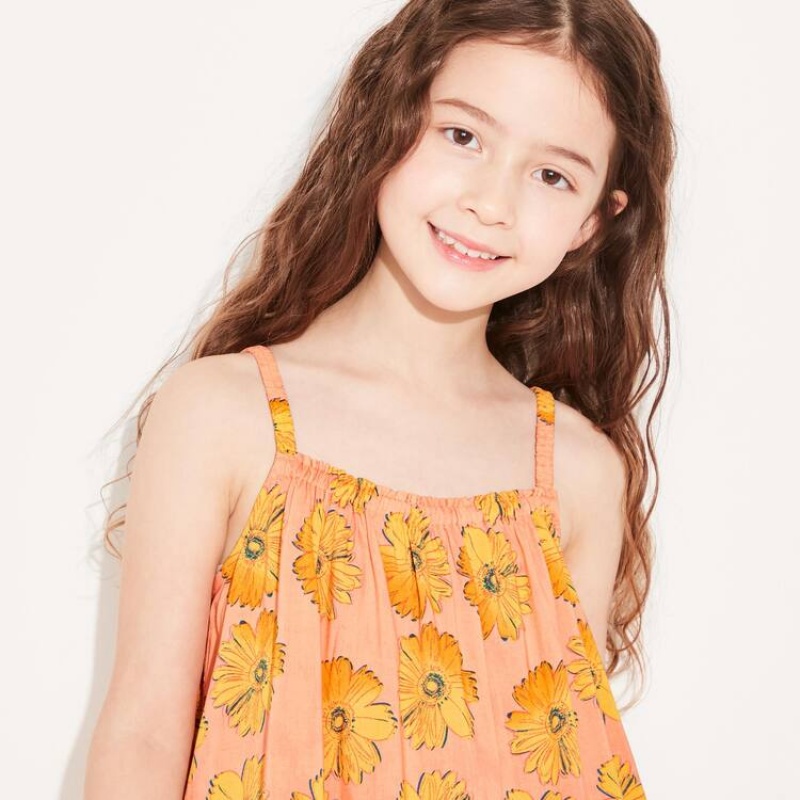 Kids' Uniqlo Andy Warhol Flowers Collection Ut Camisole Dress Light Orange | HAFQ-75248