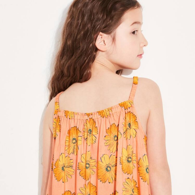 Kids' Uniqlo Andy Warhol Flowers Collection Ut Camisole Dress Light Orange | HAFQ-75248