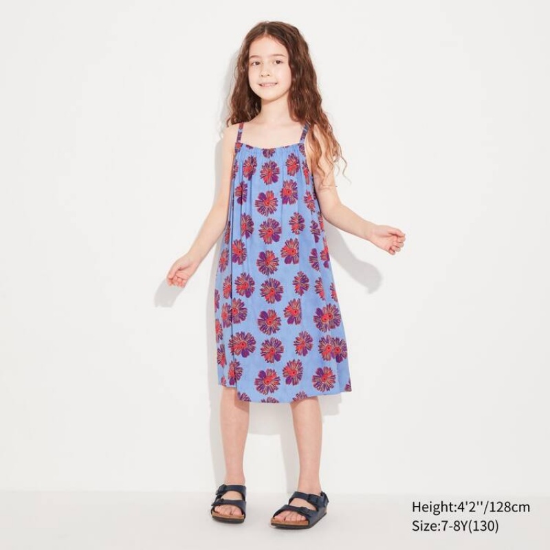 Kids' Uniqlo Andy Warhol Flowers Collection Ut Camisole Dress Blue | YEDN-82194