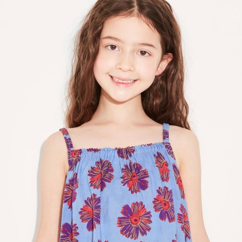 Kids' Uniqlo Andy Warhol Flowers Collection Ut Camisole Dress Blue | YEDN-82194