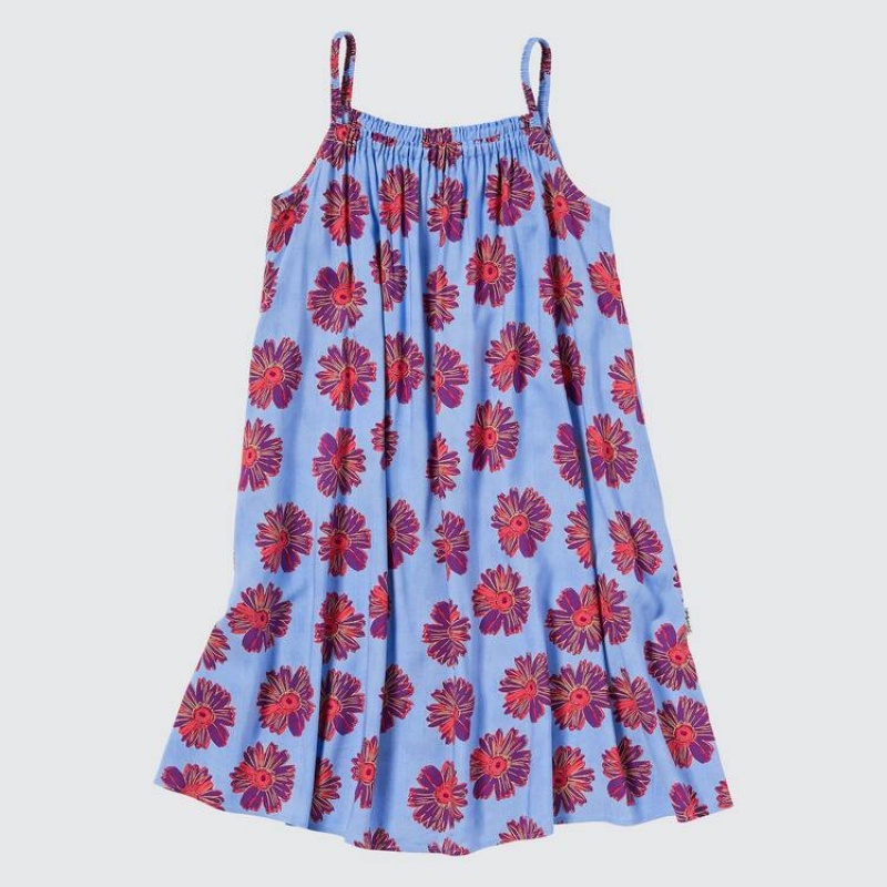 Kids' Uniqlo Andy Warhol Flowers Collection Ut Camisole Dress Blue | YEDN-82194