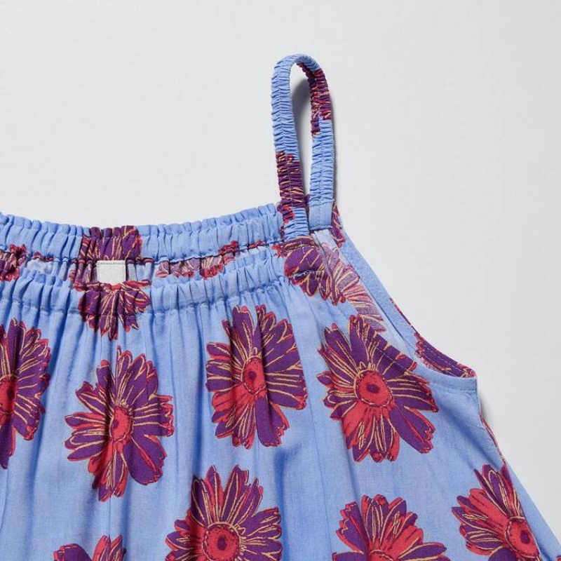 Kids' Uniqlo Andy Warhol Flowers Collection Ut Camisole Dress Blue | YEDN-82194