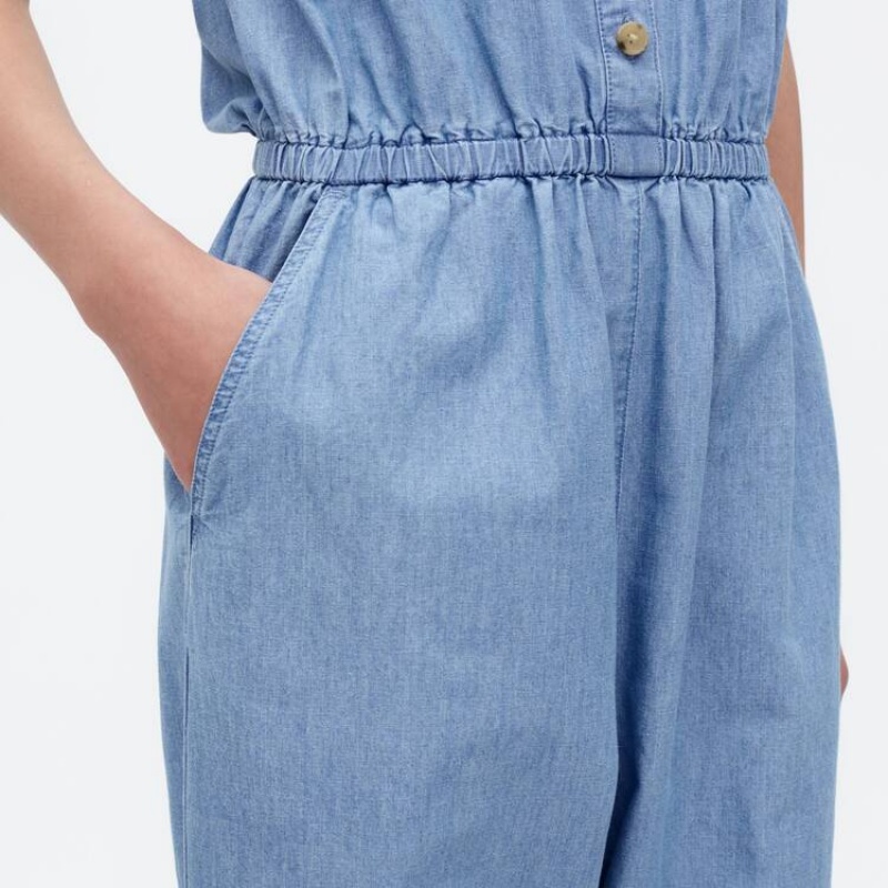 Kids' Uniqlo Chambray Jumpsuit Blue | HEJS-48650