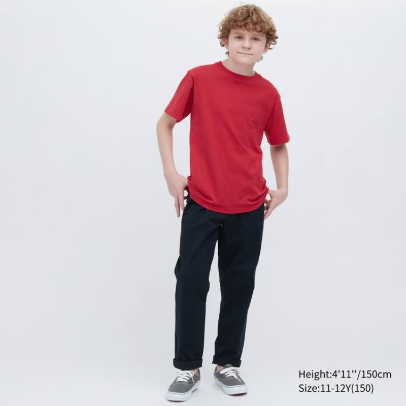 Kids' Uniqlo Cotton Colour Crew Neck Short Sleeved T Shirts Red | EPLH-57629