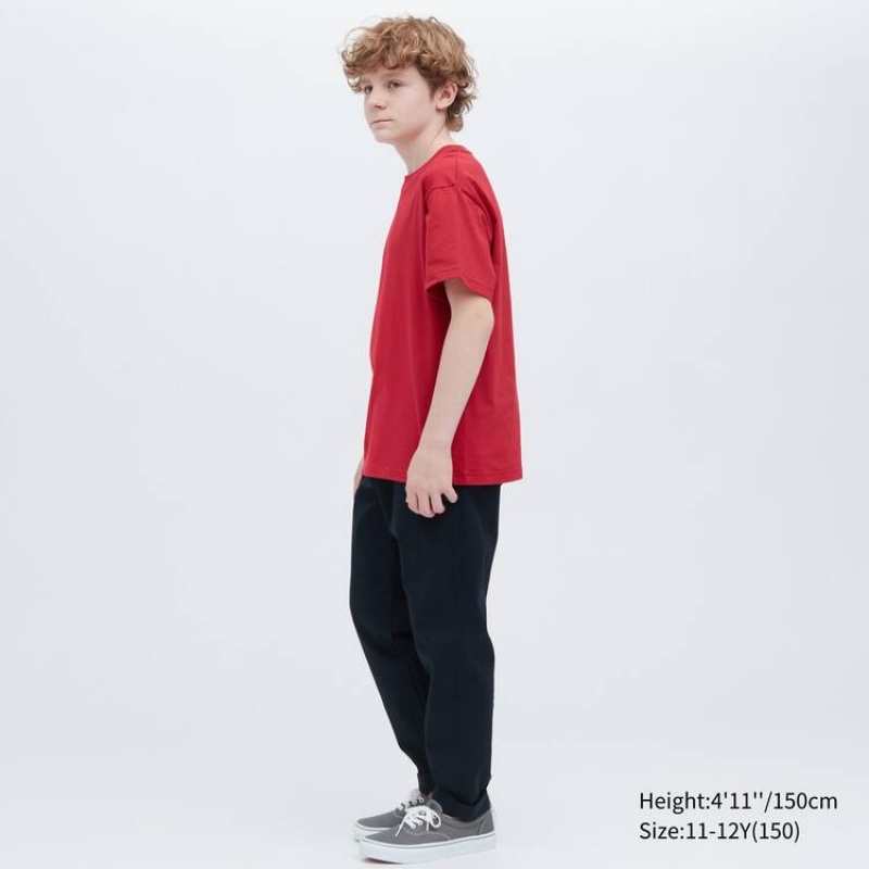 Kids' Uniqlo Cotton Colour Crew Neck Short Sleeved T Shirts Red | EPLH-57629