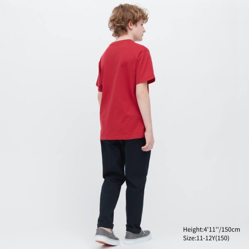 Kids' Uniqlo Cotton Colour Crew Neck Short Sleeved T Shirts Red | EPLH-57629