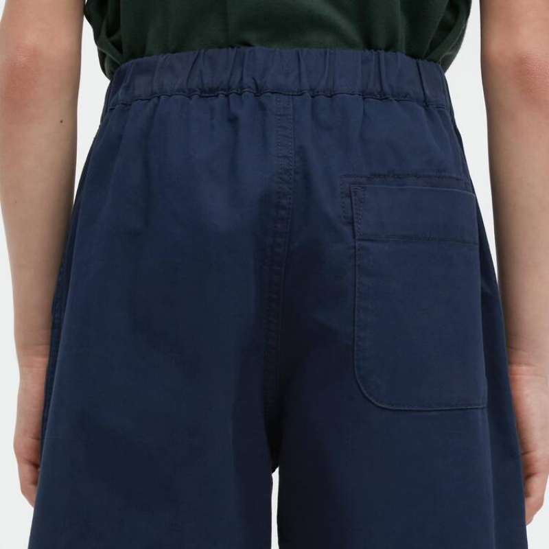 Kids' Uniqlo Cotton Twill Easy Shorts Navy | BCGU-19504