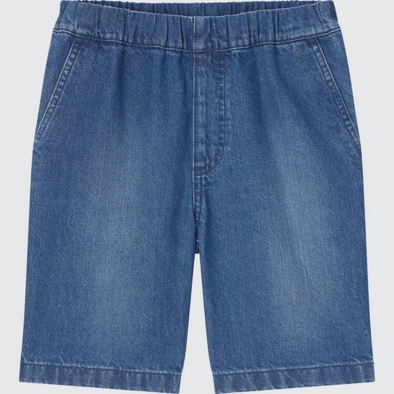 Kids\' Uniqlo Denim Easy Shorts Blue | KTQP-61527