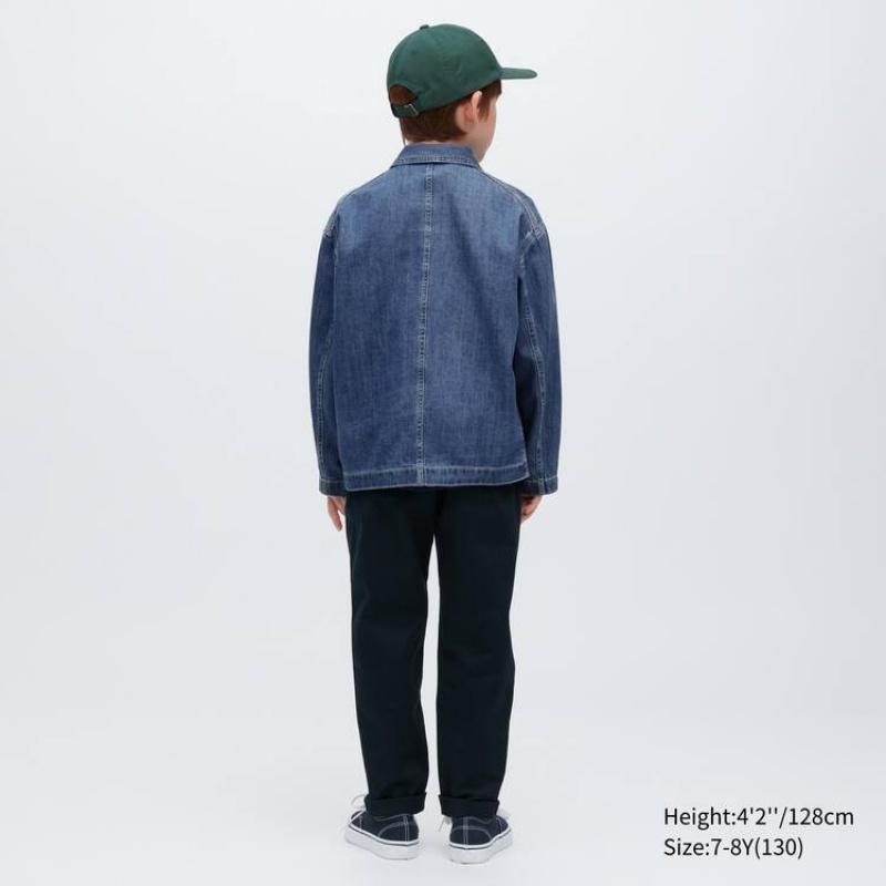 Kids' Uniqlo Denim Overshirt Jackets Blue | SLBT-81307