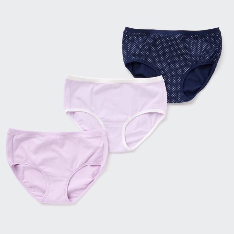 Kids' Uniqlo Dotted Hiphugger (Three Pairs) Underwear Pink / Navy | SRLC-36784