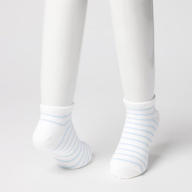 Kids' Uniqlo Dotted Short (Three Pairs) Socks Blue / White | SPLV-32978