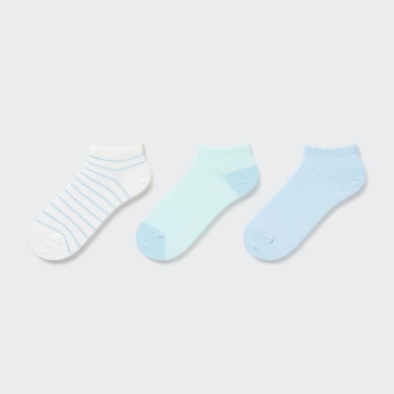 Kids\' Uniqlo Dotted Short (Three Pairs) Socks Blue / White | SPLV-32978