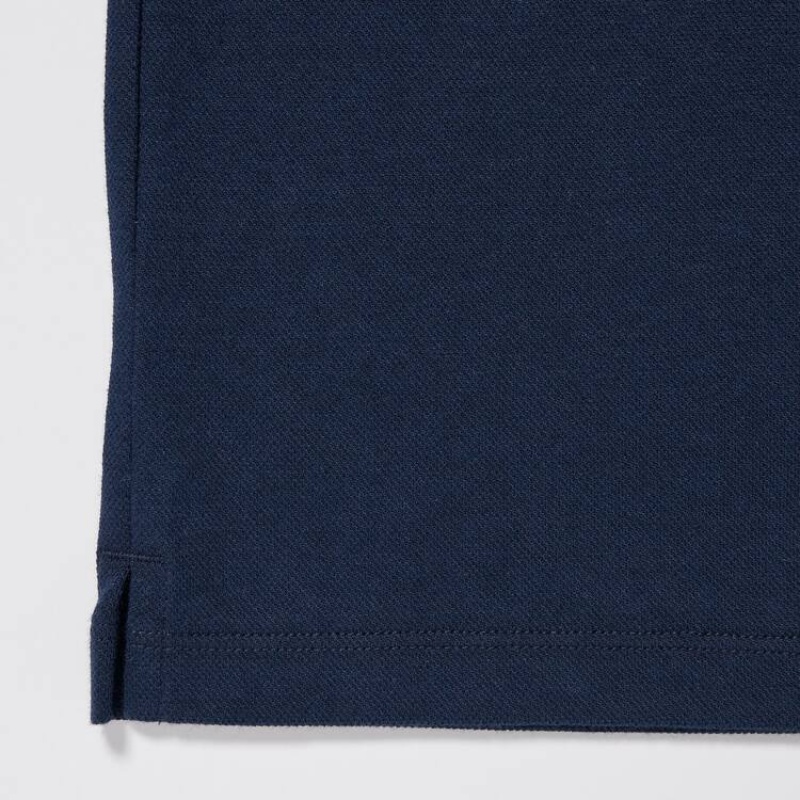 Kids' Uniqlo Dry Piqué Polo Shirts Navy | PXAH-83452