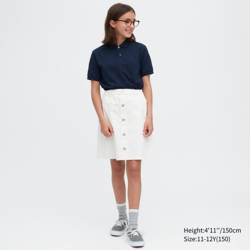 Kids\' Uniqlo Dry Piqué Polo Shirts Navy | PXAH-83452