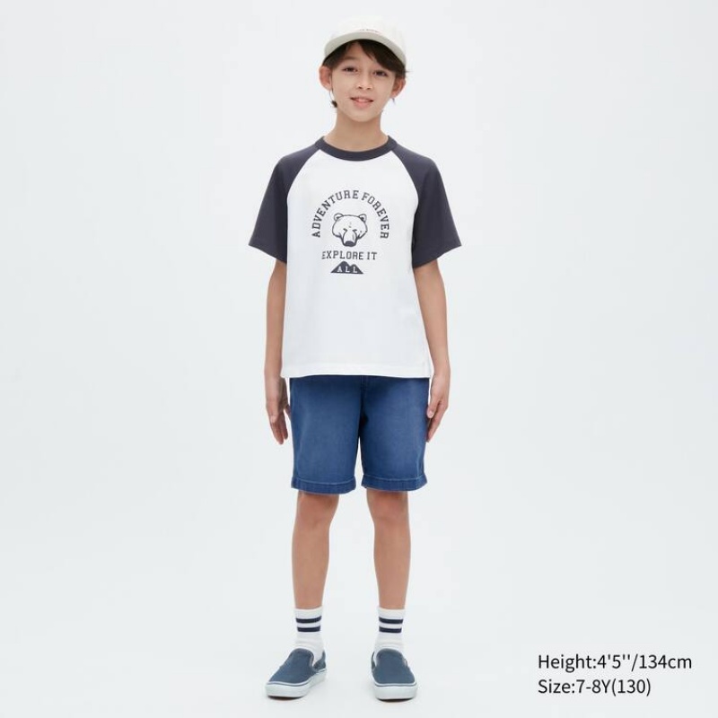 Kids' Uniqlo Easy Denim Shorts Blue | ZHPB-16352