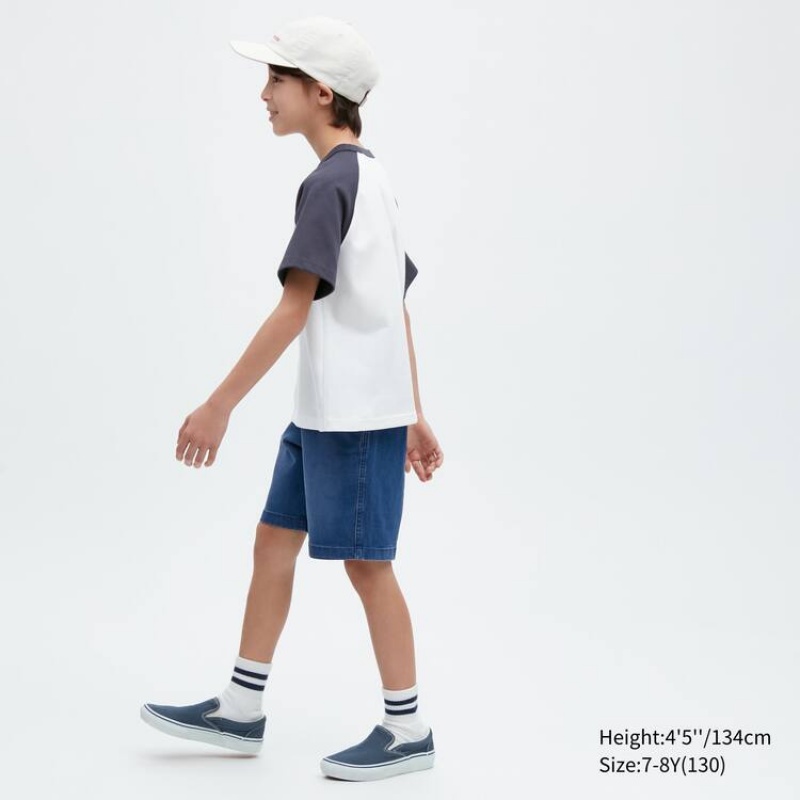 Kids' Uniqlo Easy Denim Shorts Blue | ZHPB-16352