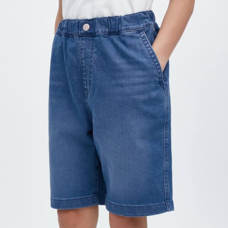 Kids' Uniqlo Easy Denim Shorts Blue | ZHPB-16352