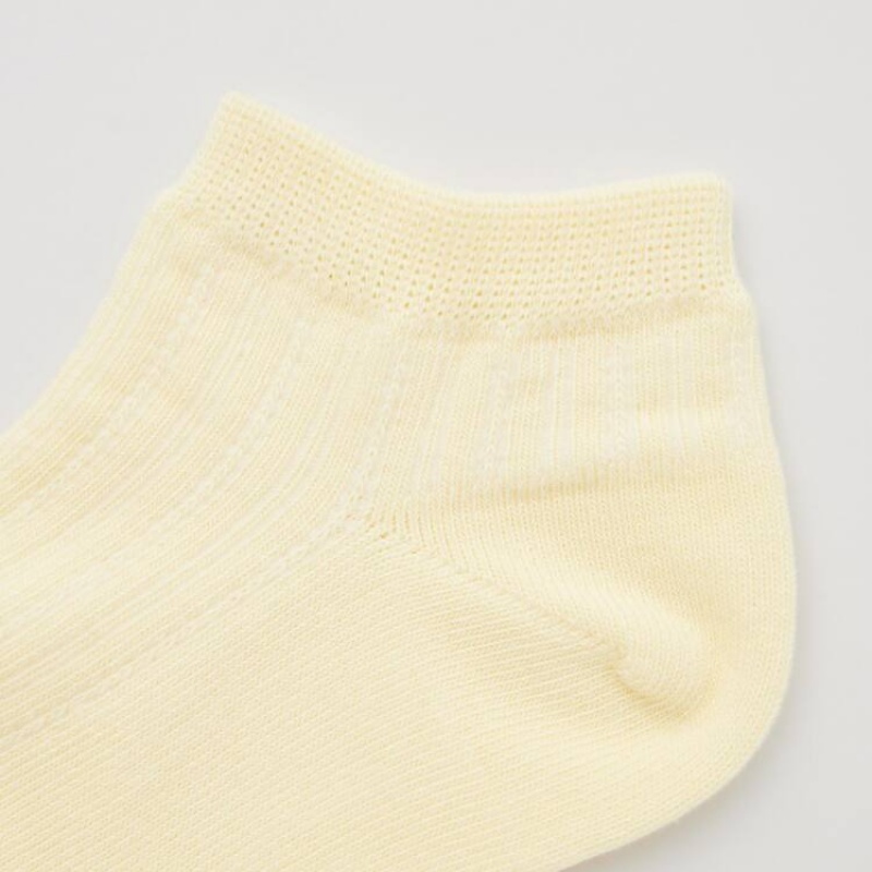 Kids' Uniqlo Flower Print Short (Three Pairs) Socks Cream / Yellow / Blue | GBOH-51284