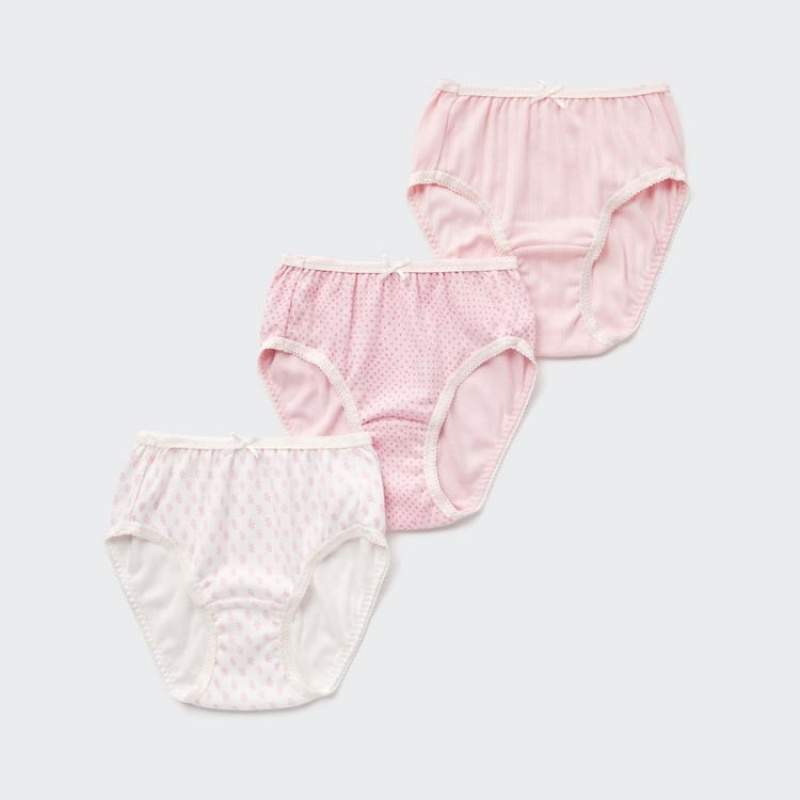 Kids\' Uniqlo Flower Print (Three Pairs) Underwear Pink | IPBD-73425