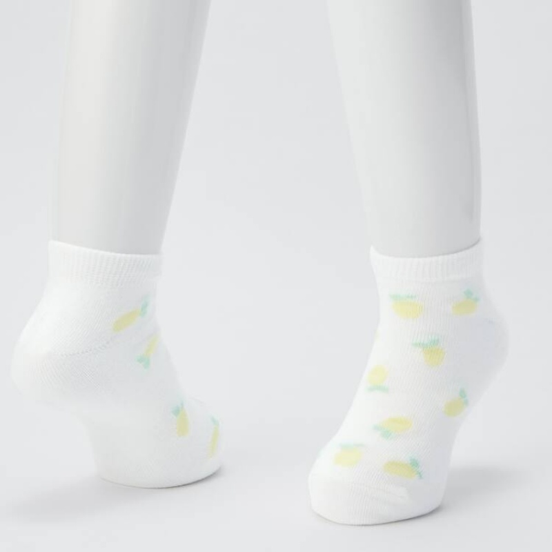 Kids' Uniqlo Fruit Print Short (Three Pairs) Socks White / Blue / Green | JEVH-23759