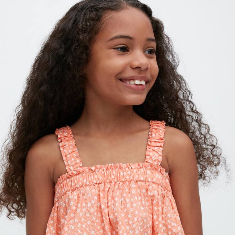 Kids' Uniqlo Gathered Camisole Blouse Light Orange | HZLS-52643