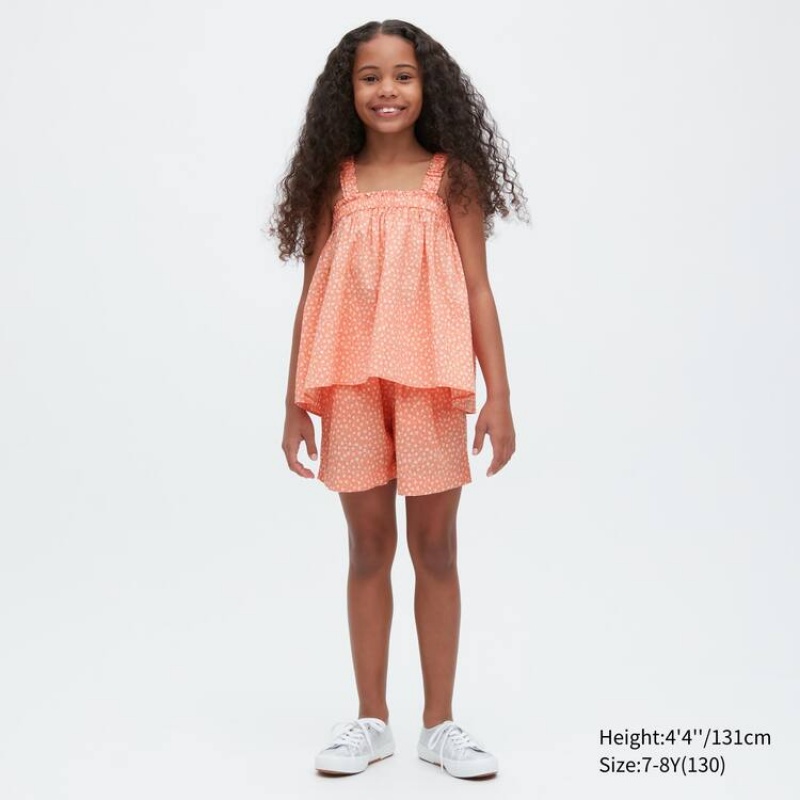 Kids' Uniqlo Gathered Camisole Shirts Light Orange | ILPC-94208