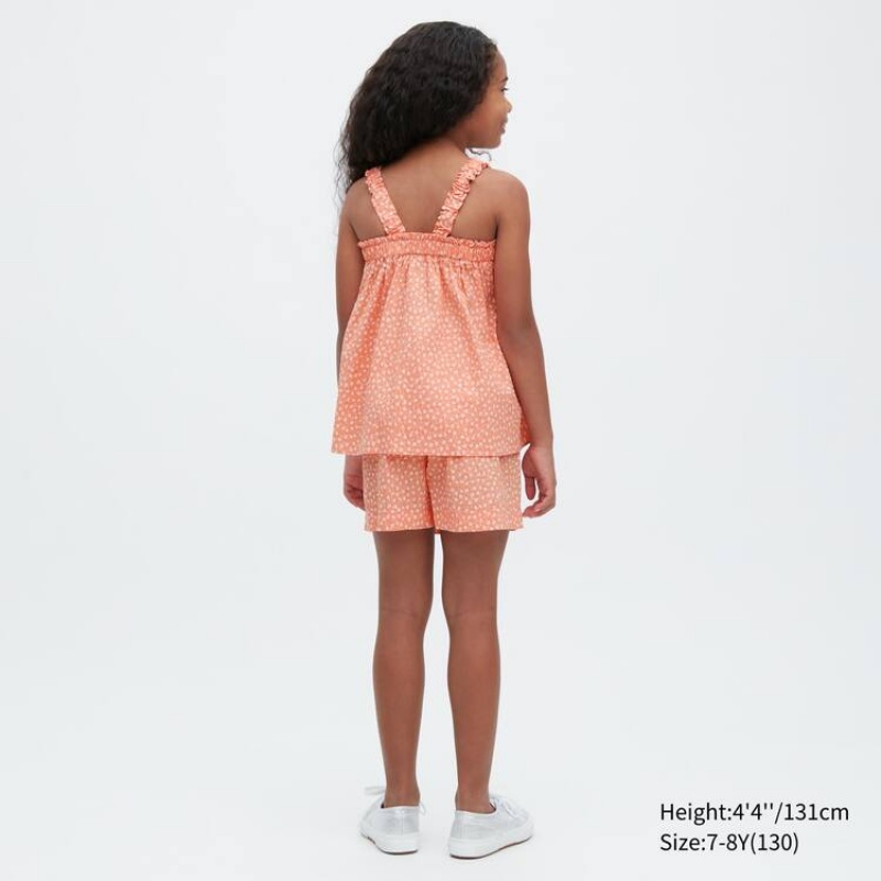 Kids' Uniqlo Gathered Camisole Shirts Light Orange | ILPC-94208