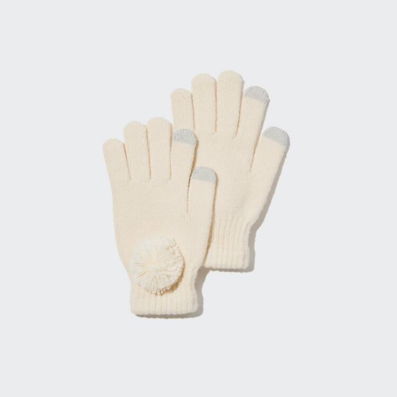 Kids\' Uniqlo Heattech Knitted Gloves Gloves White | GQXB-16827