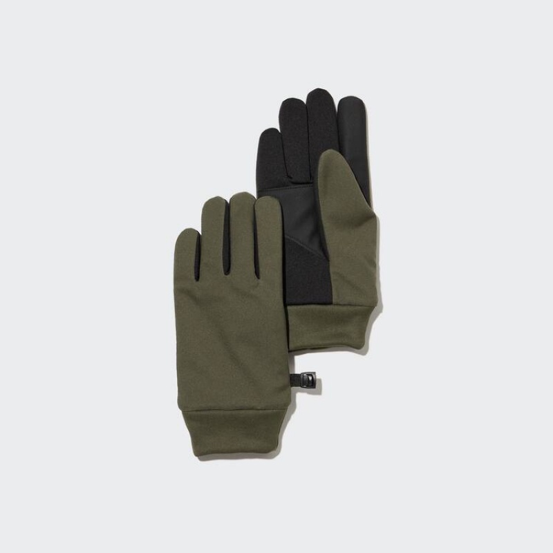 Kids\' Uniqlo Heattech Lined Touchscreen Thermal Gloves Gloves Olive | XVTQ-58627