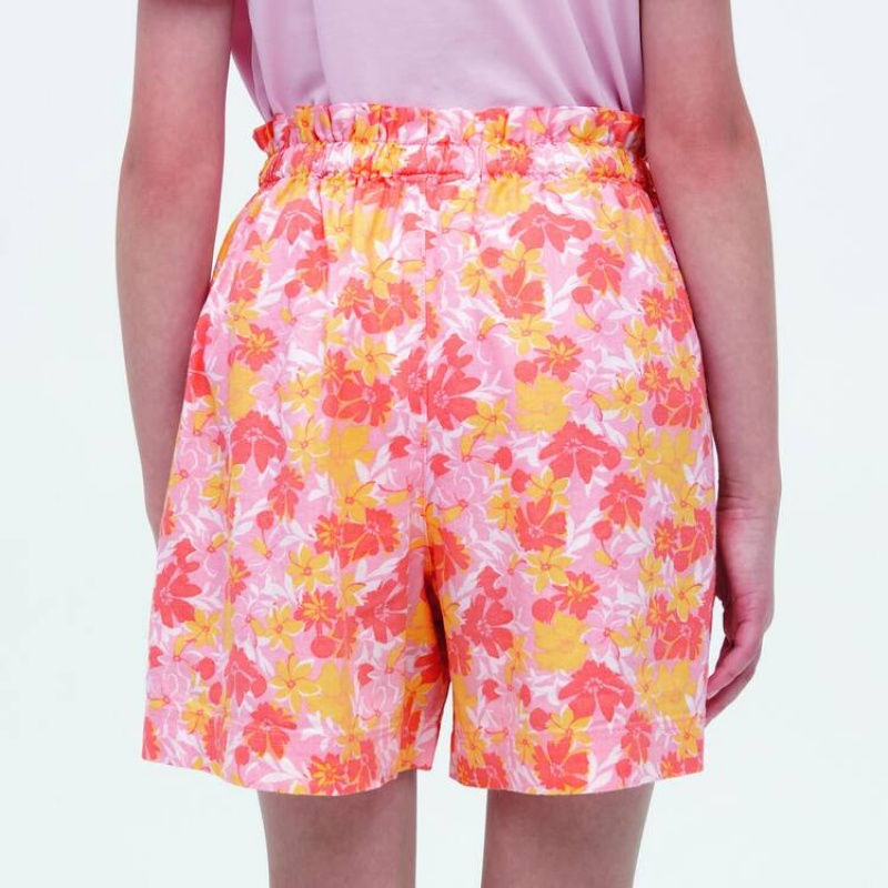 Kids' Uniqlo Linen Blend Flower Print Easy Shorts Pink | PJCF-84937