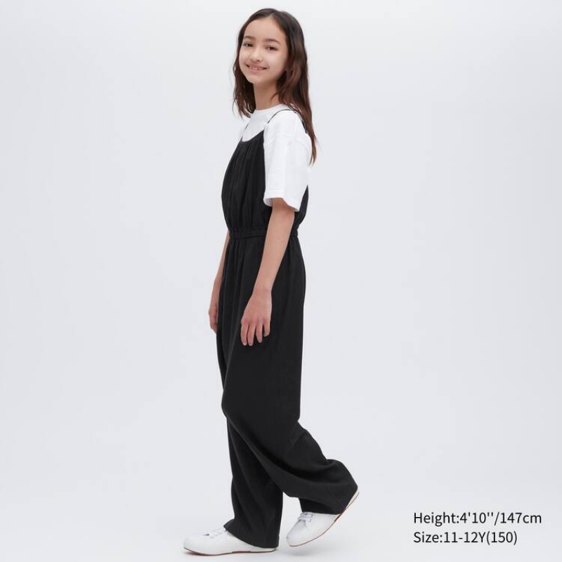 Kids' Uniqlo Linen Blend Jumpsuit Black | GXLS-84390