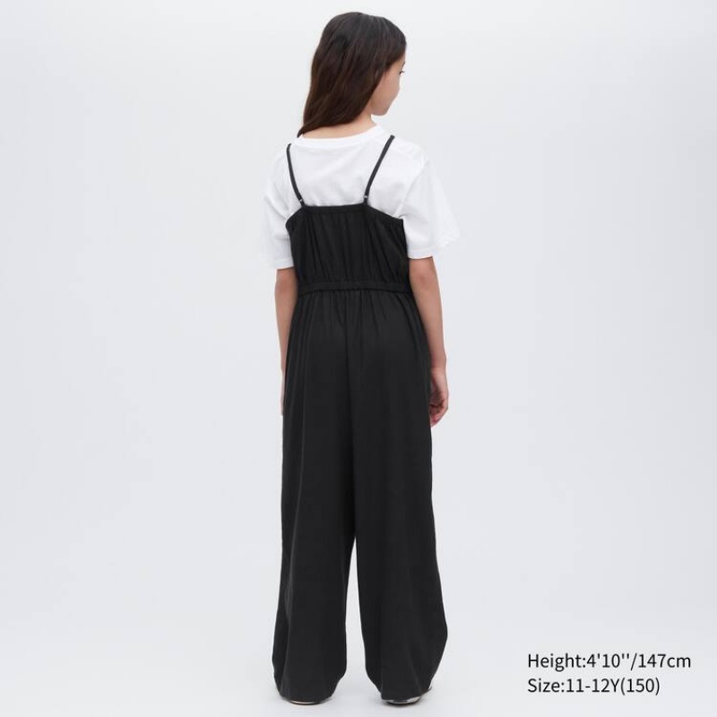 Kids' Uniqlo Linen Blend Jumpsuit Black | GXLS-84390