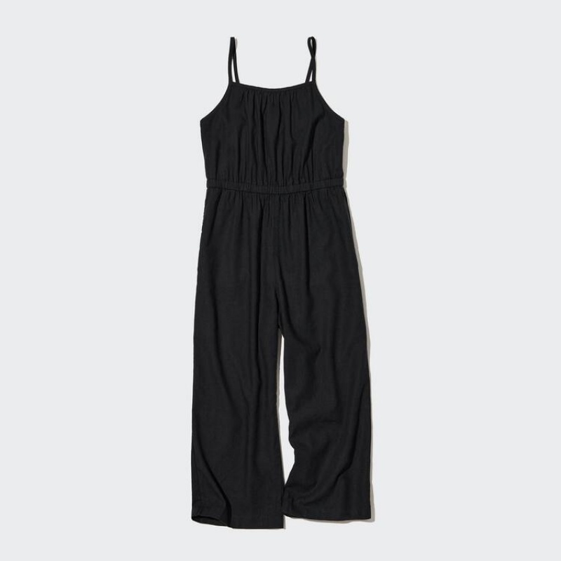 Kids' Uniqlo Linen Blend Jumpsuit Black | GXLS-84390