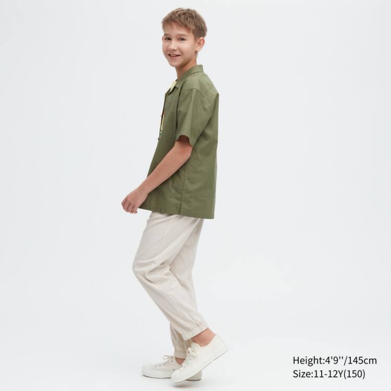 Kids' Uniqlo Linen Blend Relaxed Fit Jogger Beige | DTKX-72341