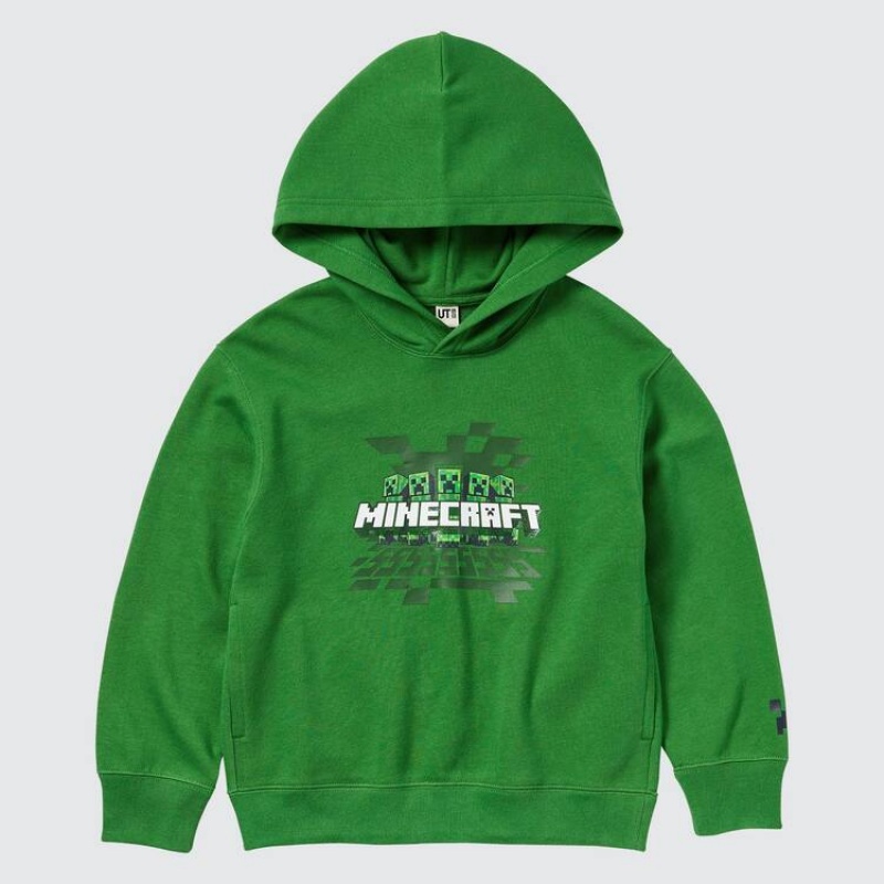 Kids' Uniqlo Minecraft Ut Graphic Sweat Hoodie Green | OFCN-56194