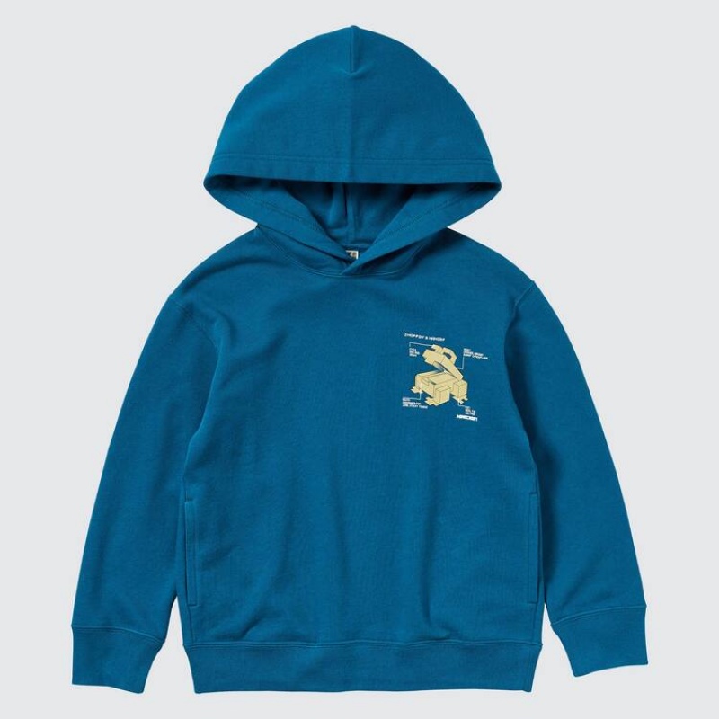 Kids' Uniqlo Minecraft Ut Graphic Sweat Hoodie Blue | PRWL-41805