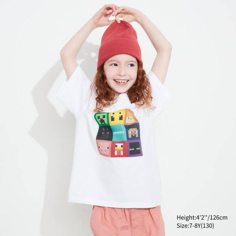 Kids' Uniqlo Minecraft Ut Graphic T Shirts White | OSWT-09182