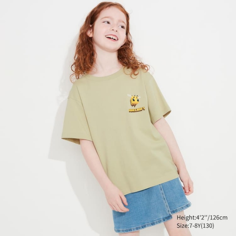 Kids' Uniqlo Minecraft Ut Graphic T Shirts Beige | WFHG-51386